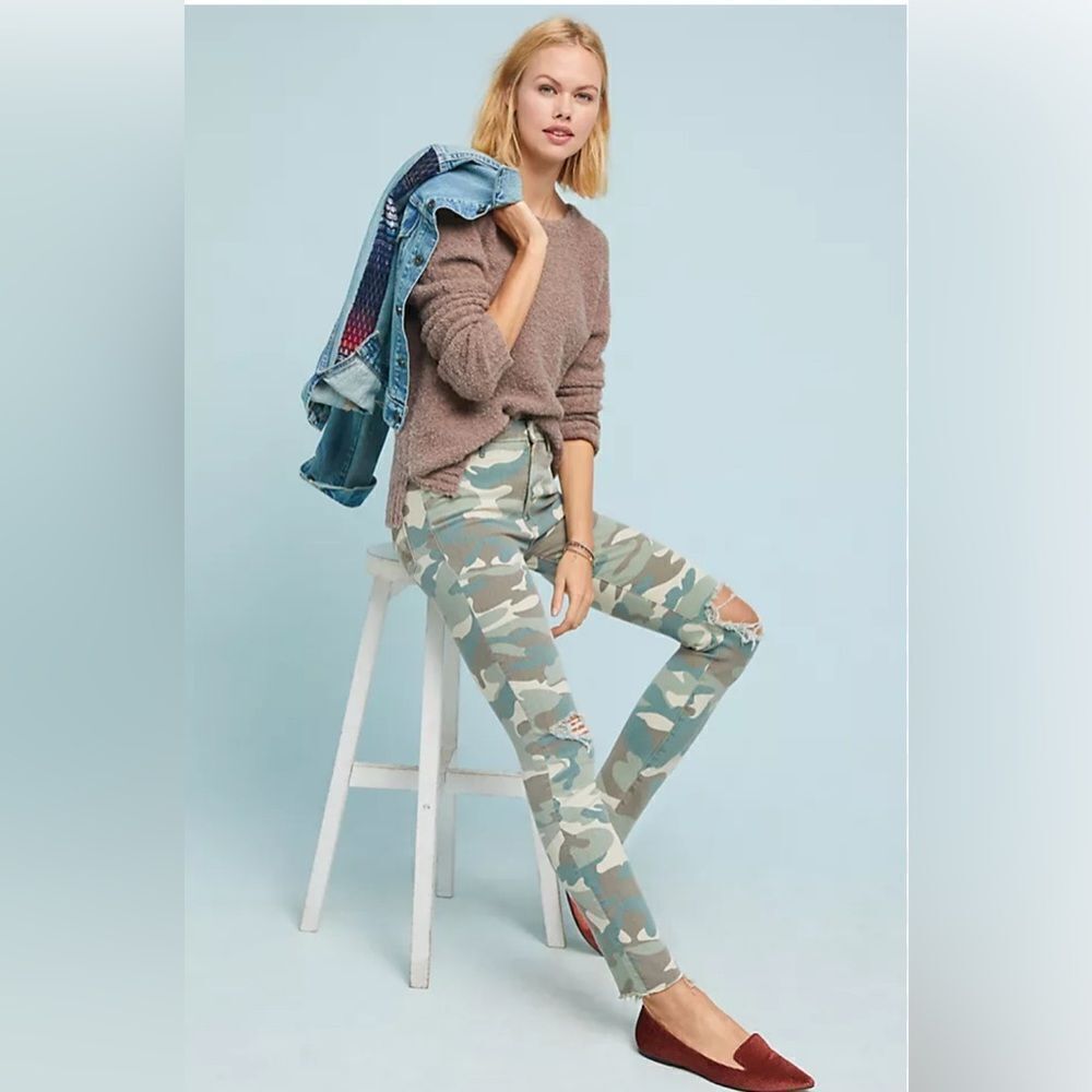 Mother jeans women's 26 High Waisted Looker Ankle Fray See Me Camo distressed - Picture 3 of 14